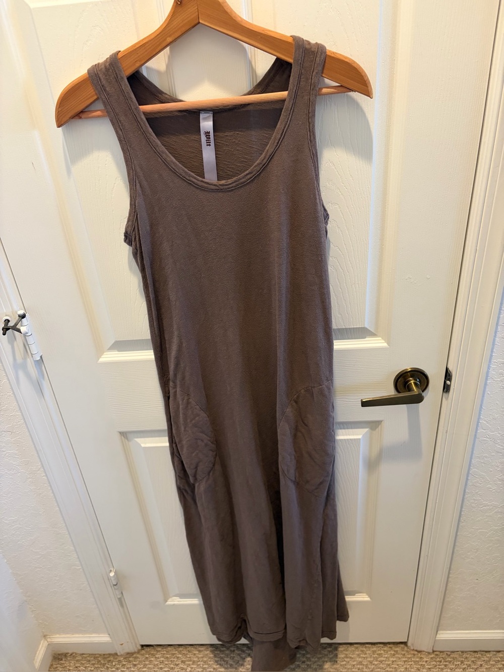 Sleeveless Ribbed Maxi Dress in Taupe